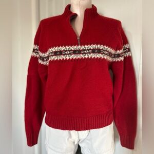 Woolrich Nordic Pattern Red Zip-Up Sweater size M